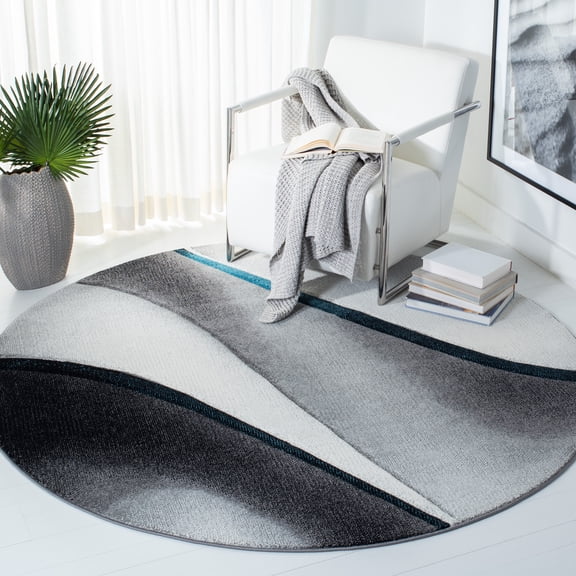 Safavieh Hollywood Candyce Abstract Area Rug, Gray/Blue, 4' x 4' Round