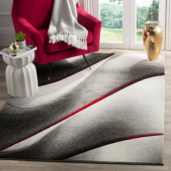 SAFAVIEH Hollywood Candyce Abstract Area Rug, Grey/Red, 2'7" x 5'