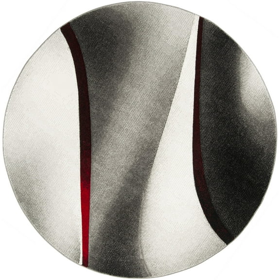 SAFAVIEH Hollywood Candyce Abstract Area Rug, Grey/Red, 4' x 4' Round