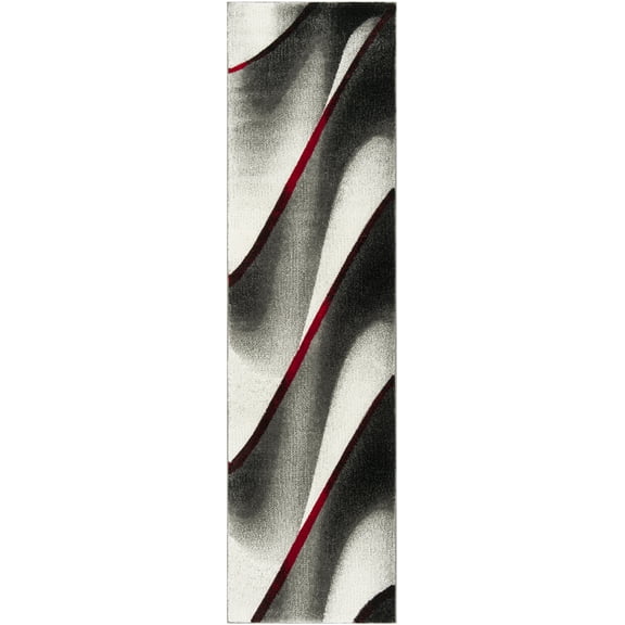 SAFAVIEH Hollywood Candyce Abstract Runner Rug, Grey/Red, 2'3" x 20'