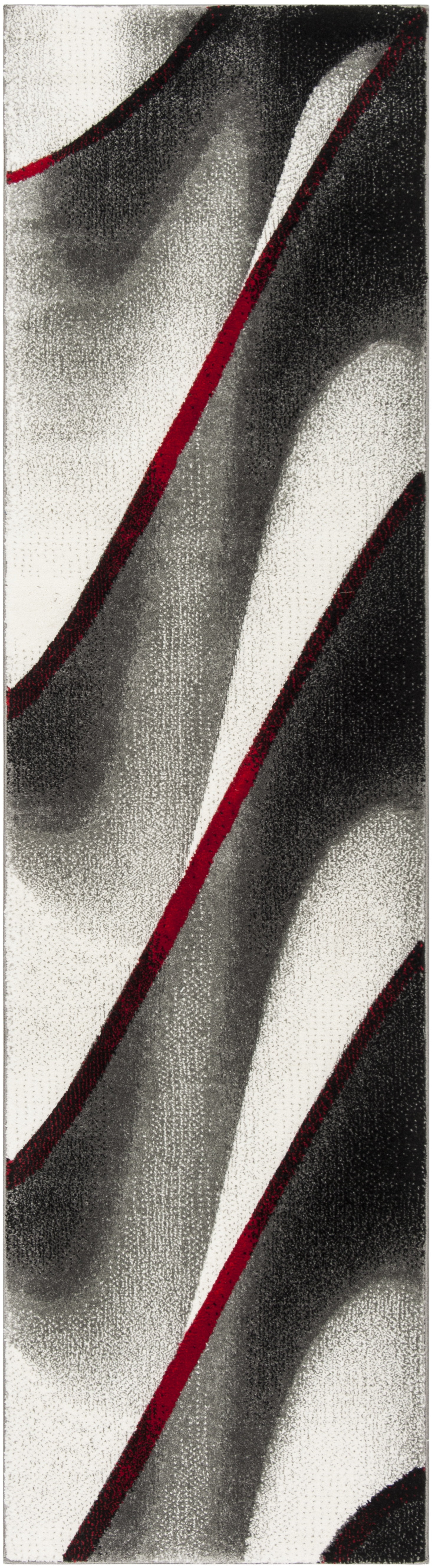 Red and Gray Abstract Synthetic Easy Care Rug, 27" x 18"
