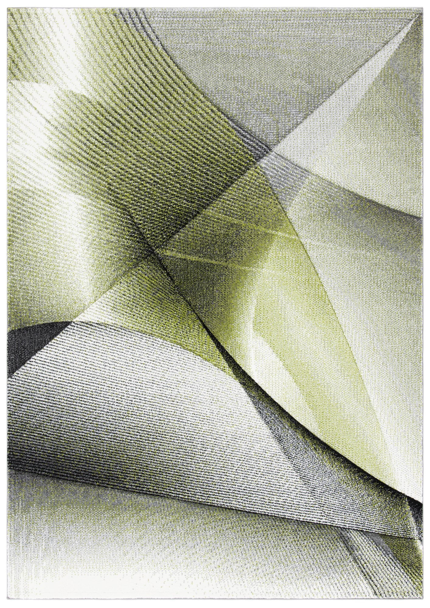 Grey and Green Rectangular Mid-Century Modern Area Rug