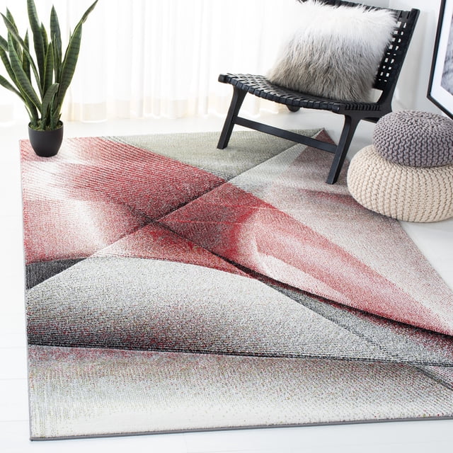 Safavieh Hollywood Celandine Abstract Area Rug, Gray/Red, 6'7" x 6'7" Square