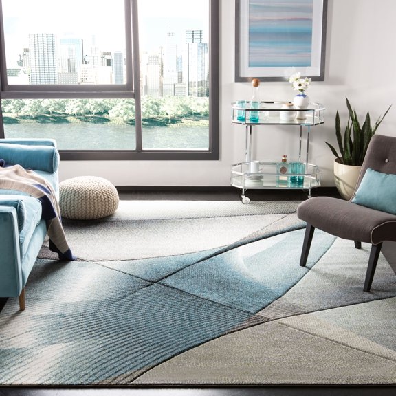 Safavieh Hollywood Celandine Abstract Area Rug, Gray/Teal, 9' x 12'