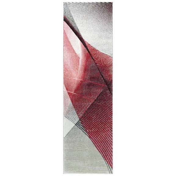 SAFAVIEH Hollywood Celandine Abstract Runner Rug, Grey/Red, 2'3" x 8'