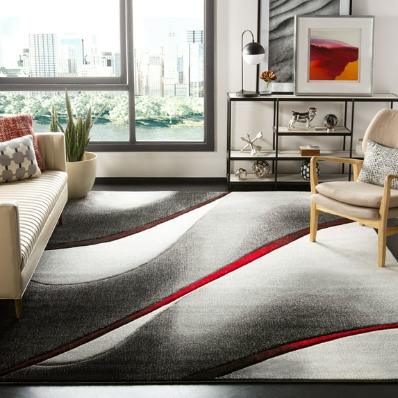 SAFAVIEH Hollywood Collection HLW712K Grey / Red Rug