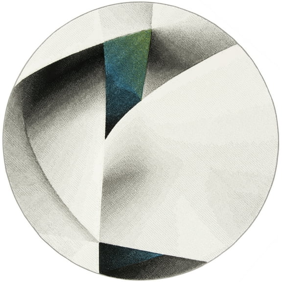 SAFAVIEH Hollywood Joandra Abstract Area Rug, Grey/Teal, 5'3" x 5'3" Round