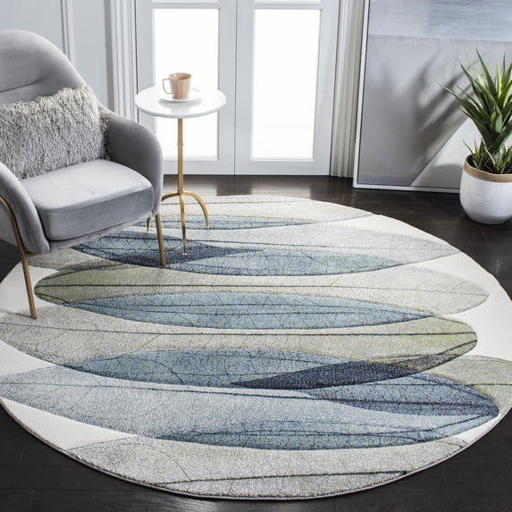 Safavieh Hollywood Dalia Abstract Area Rug, Ivory/Blue Green, 4' x 4' Round