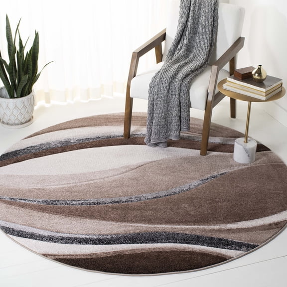 Safavieh Hollywood Dallas Abstract Area Rug, Brown/Ivory, 6'7" x 6'7" Round