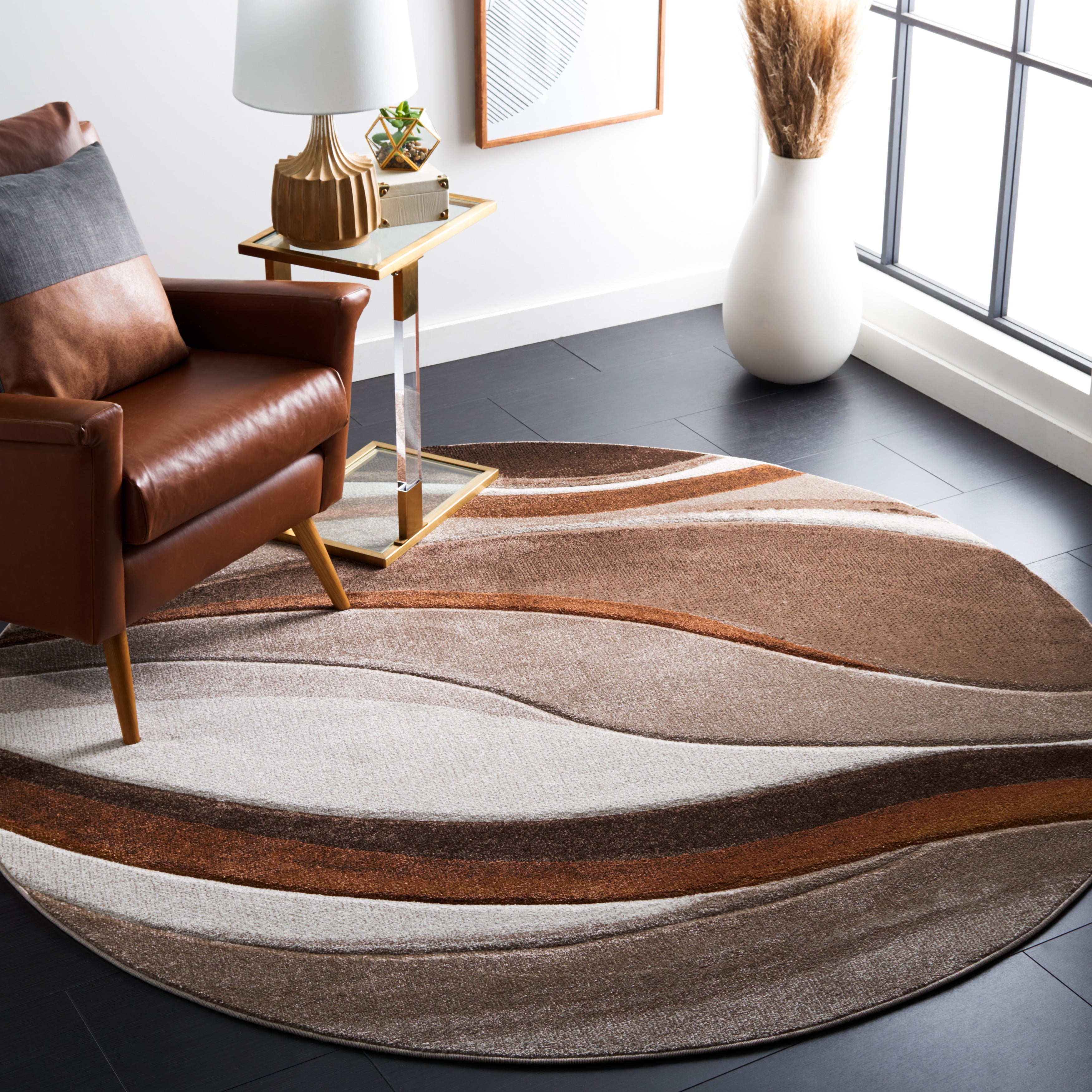 Safavieh Hollywood Dalton Abstract Area Rug, Beige/Brown, 3' x 3' Round