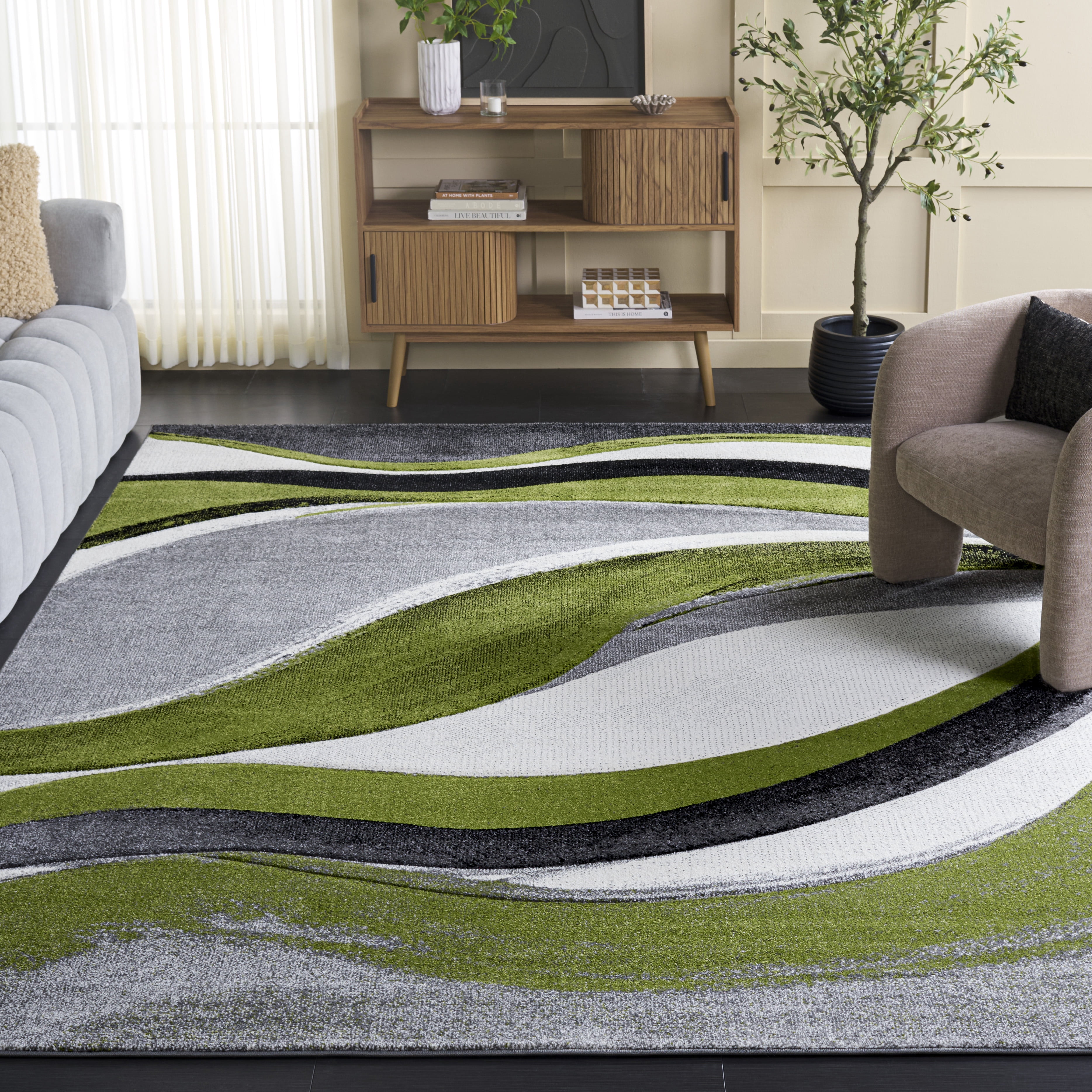Green And Gray Area Rugnull