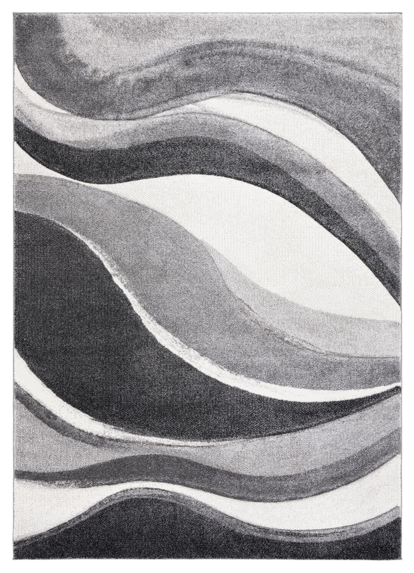Grey and Ivory Mid-Century Modern Abstract Area Rug