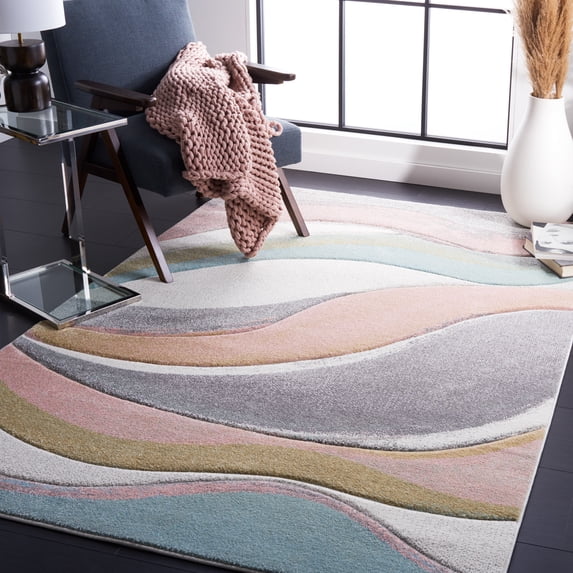 Safavieh Hollywood Dalton Abstract Area Rug, Gray/Pink, 5'3" x 5'3" Square