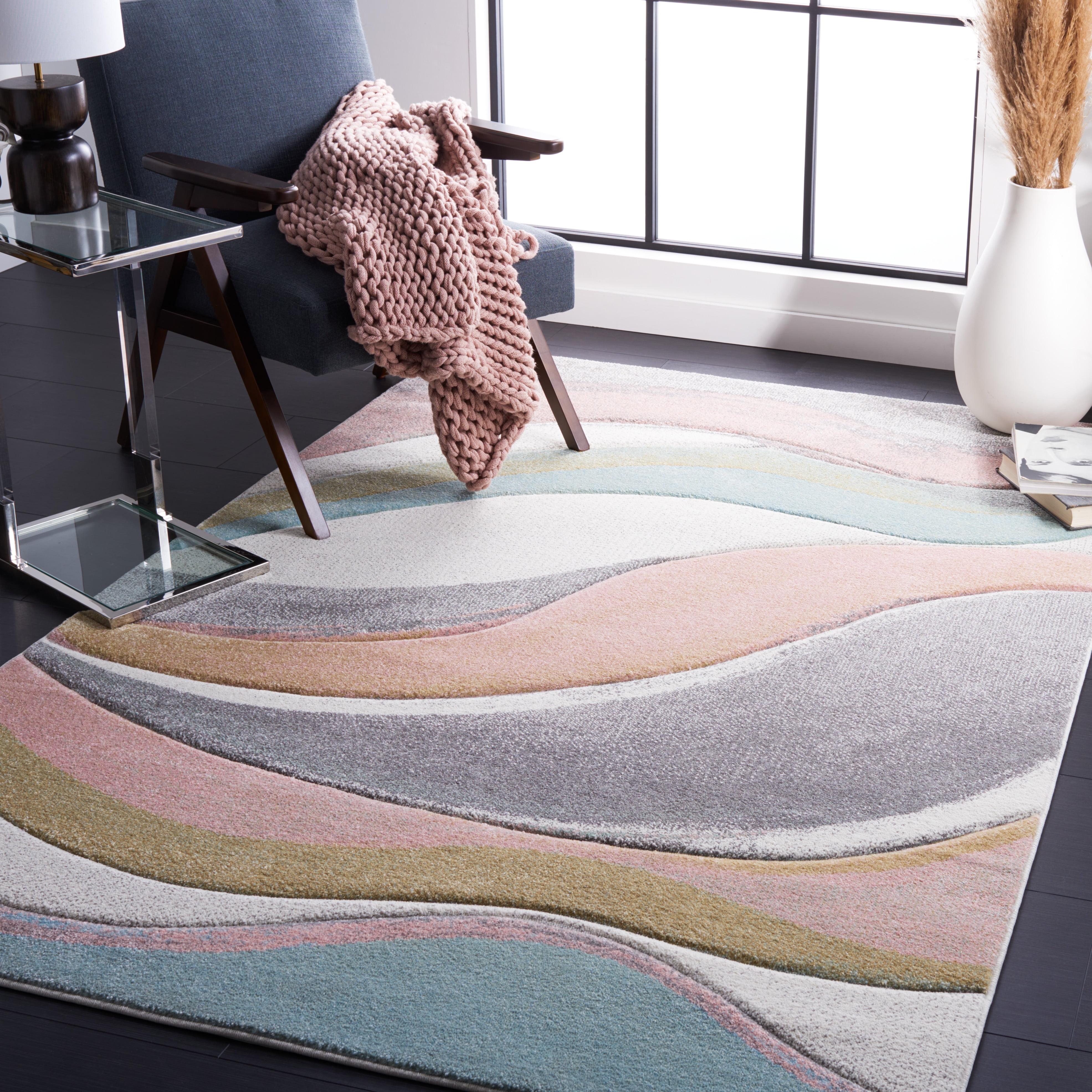 Safavieh Hollywood Dalton Abstract Area Rug, Gray/Pink, 8' x 10'