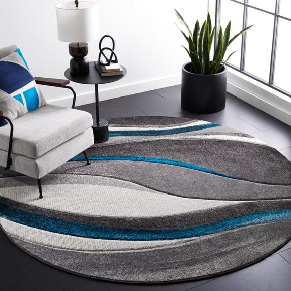 Safavieh Hollywood Dalton Abstract Area Rug, Gray/Turquoise, 3' x 3' Round