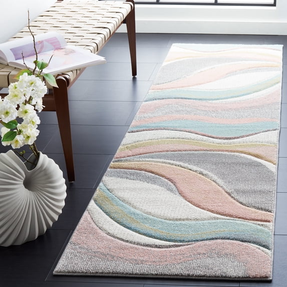 Safavieh Hollywood Dalton Abstract Runner Rug, Gray/Pink, 2'3" x 16'