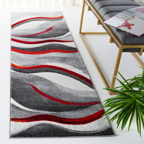 Safavieh Hollywood Dalton Abstract Runner Rug, Gray/Red, 2'3" x 10'
