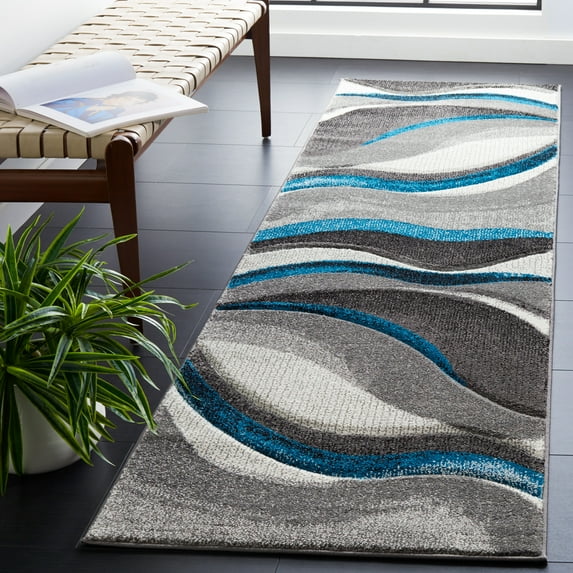 Safavieh Hollywood Dalton Abstract Runner Rug, Gray/Turquoise, 2'3" x 8'