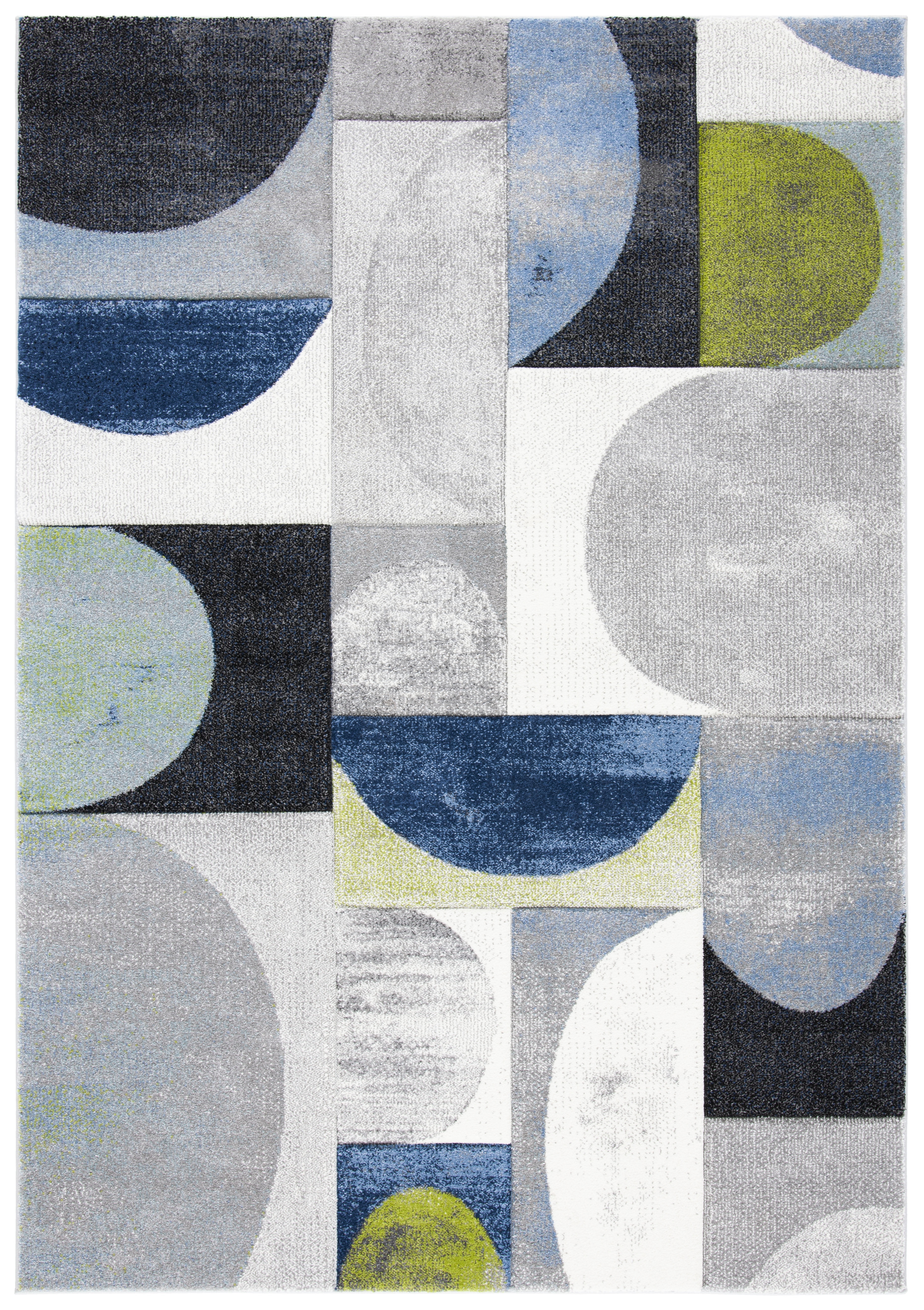 Blue 8' x 10' Non-slip Stain-resistant Synthetic Area Rug