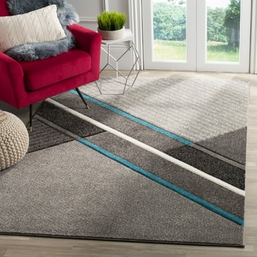SAFAVIEH Hollywood Gorden Abstract Area Rug, Grey/Teal, 6'7" x 9'