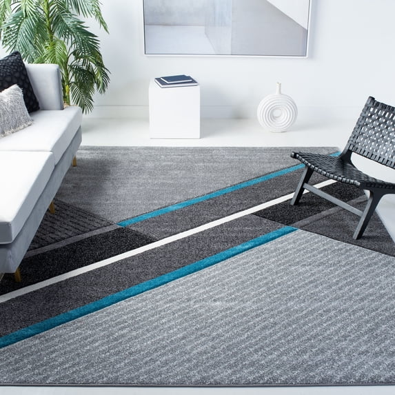 Safavieh Hollywood Gorden Abstract Area Rug, Gray/Teal, 9' x 12'