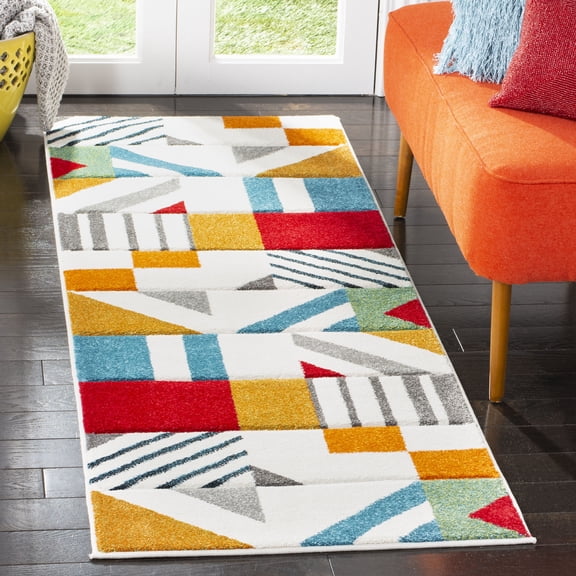 Safavieh Hollywood Becky Abstract Runner Rug, Ivory/Peacock Blue, 2'3" x 10'