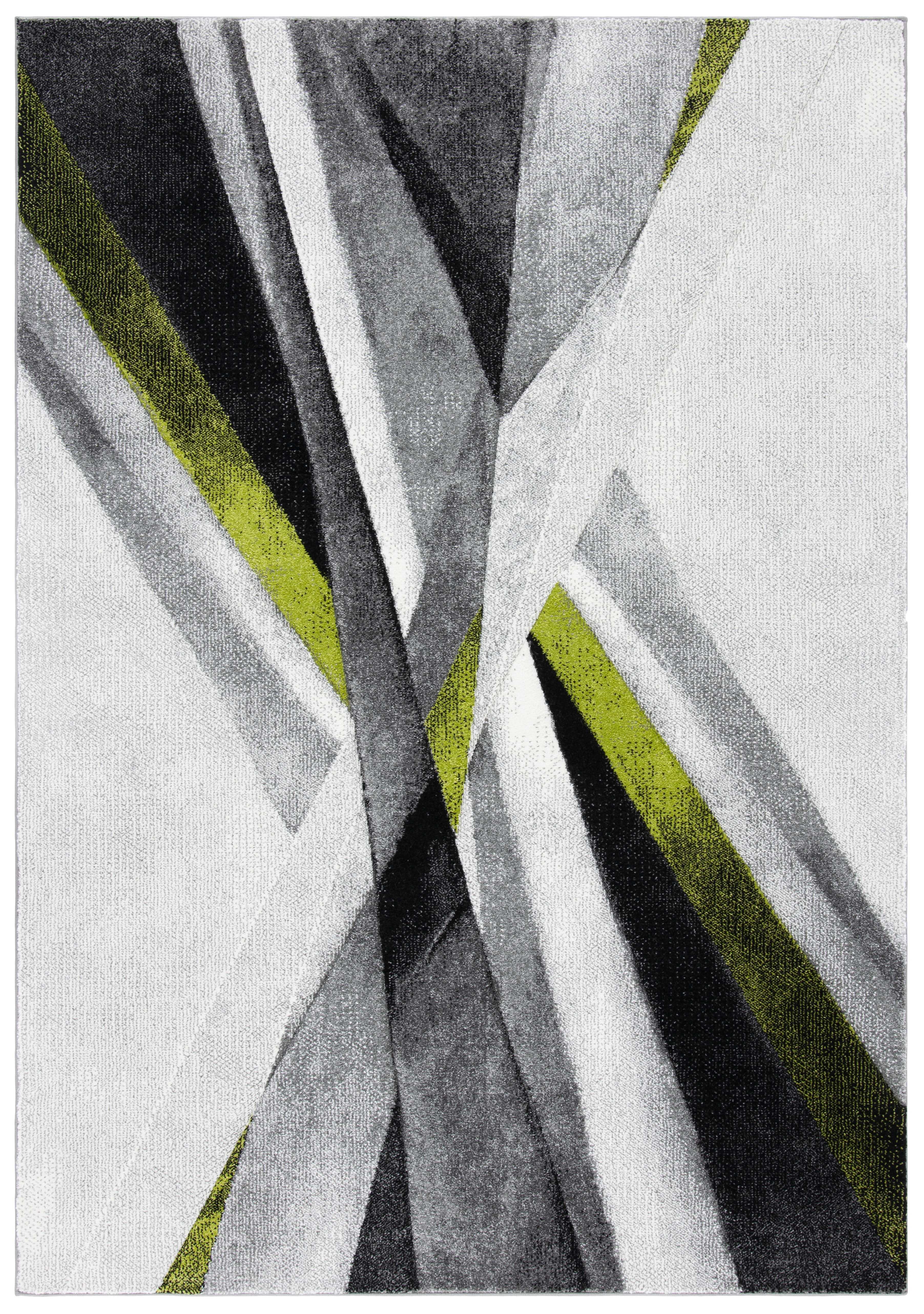 Gray and Green Mid-Century Modern 4' x 6' Area Rug