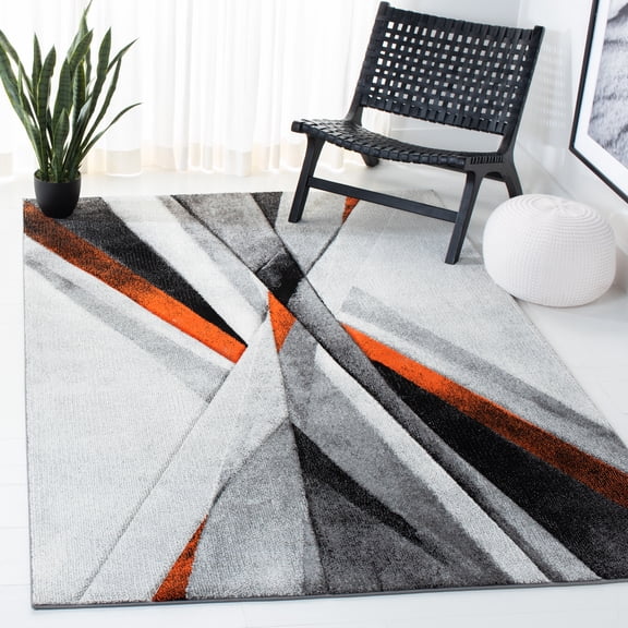 Safavieh Hollywood Jennifer Abstract Area Rug, Gray/Orange, 6'7" x 6'7" Square