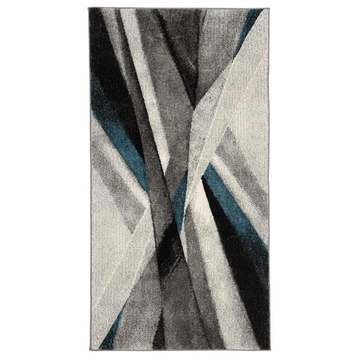 Gray and Teal Abstract Synthetic Area Rug 2'3" x 4'