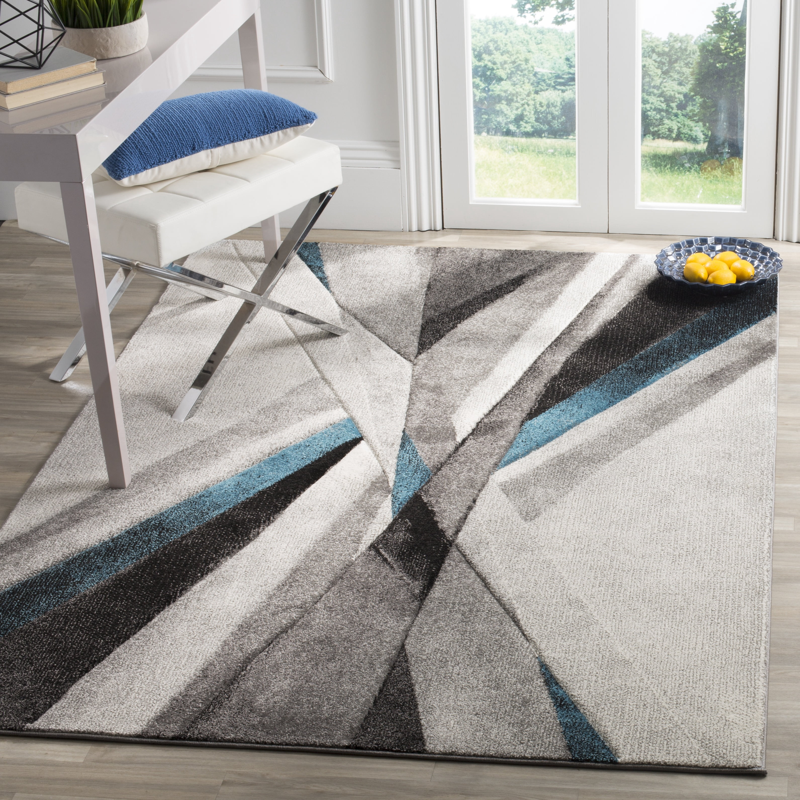 Safavieh Hollywood Jennifer Abstract Area Rug, Gray/Teal, 4' x 6'