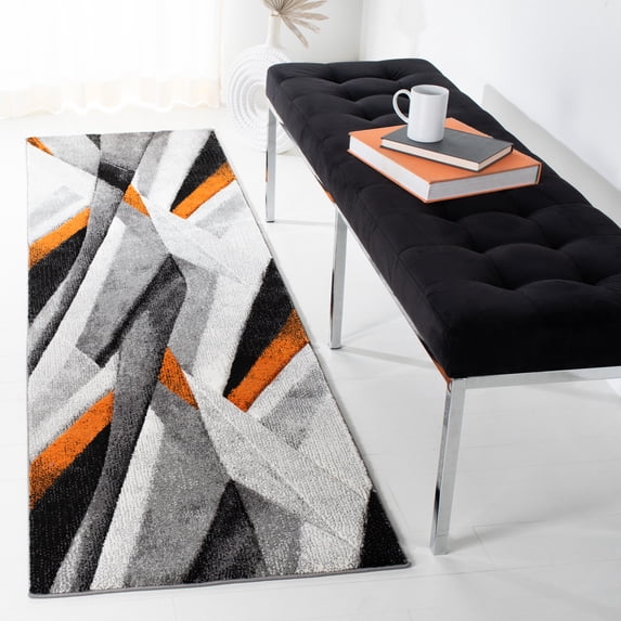 Safavieh Hollywood Jennifer Abstract Runner Rug, Gray/Orange, 2'3" x 8'