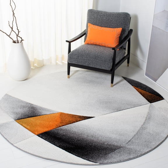 Safavieh Hollywood Joandra Abstract Area Rug, Gray/Orange, 6'7" x 6'7" Round