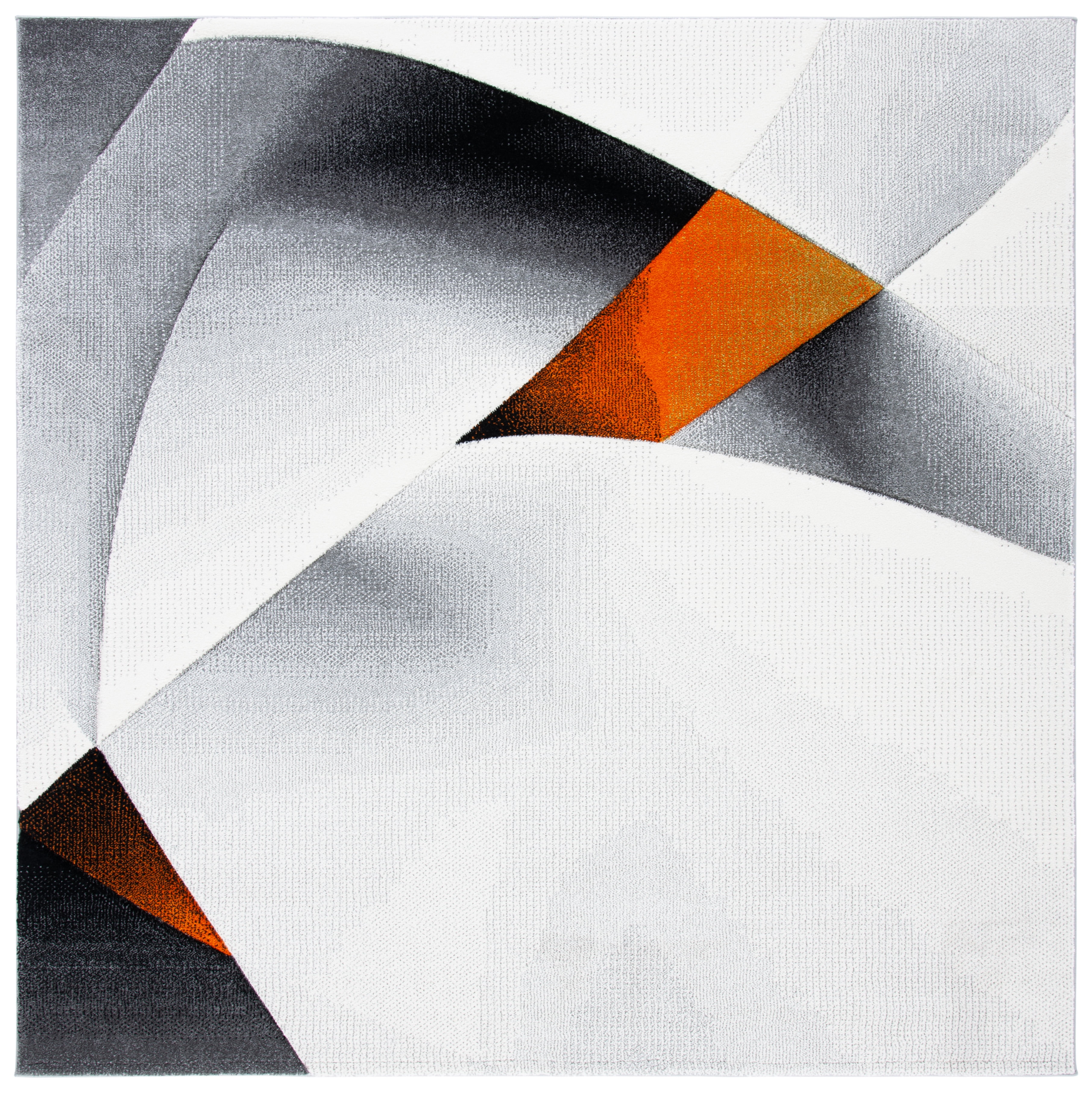 Hollywood Grey and Orange Mid-Century Modern Square Rug