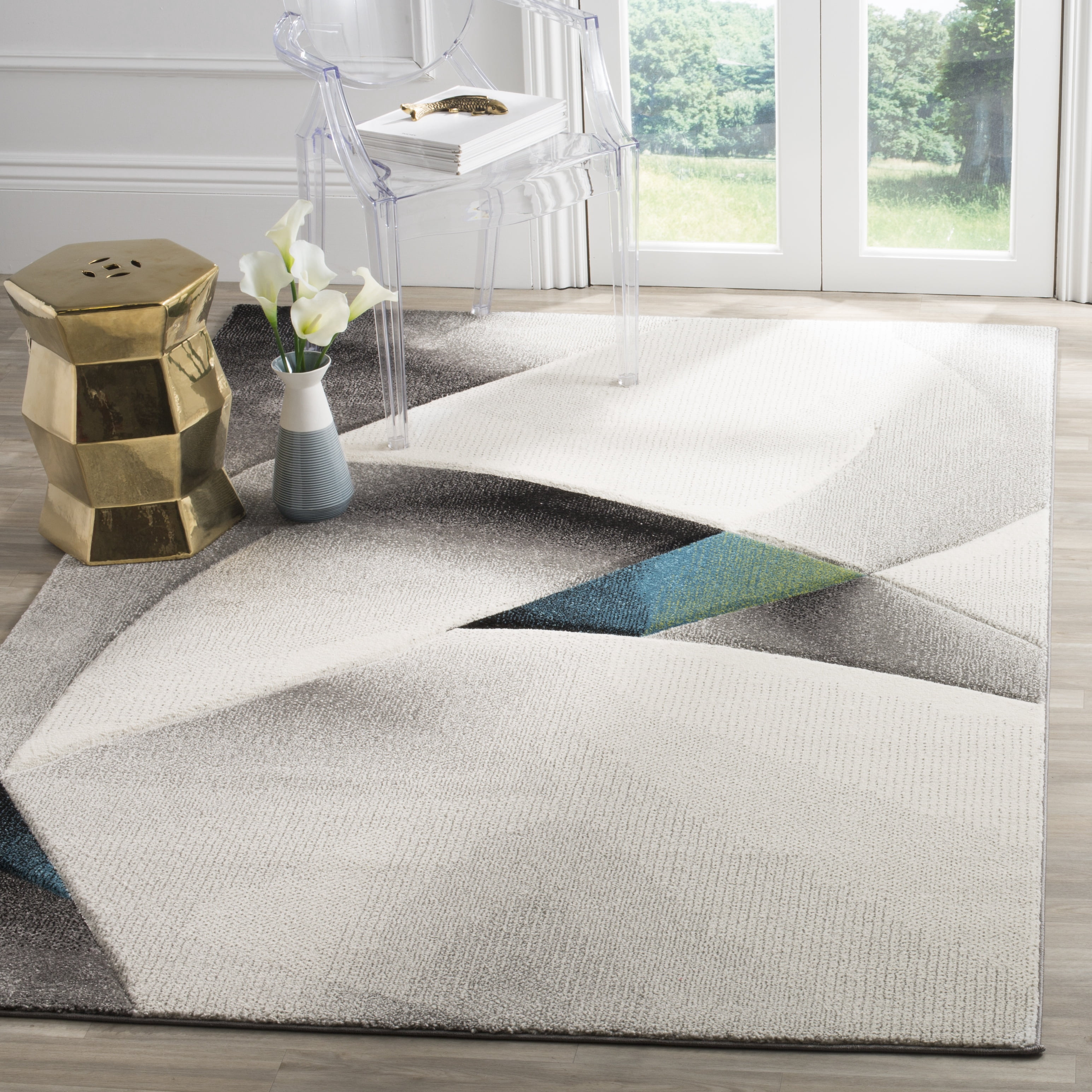Safavieh Hollywood Joandra Abstract Area Rug, Gray/Teal, 2'7" x 5'