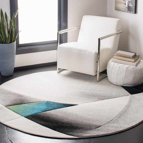 Safavieh Hollywood Joandra Abstract Area Rug, Gray/Teal, 6'7" x 6'7" Round