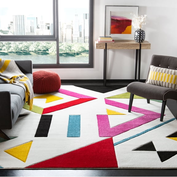 Safavieh Hollywood Kelly Abstract Area Rug, Ivory/Rose, 6'7" x 6'7" Square