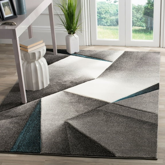 SAFAVIEH Hollywood Nicholas Abstract Area Rug, Grey/Teal, 2'7" x 5'