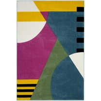 SAFAVIEH Hollywood Priscilla Abstract Area Rug, Peacock Blue/Fuchsia, 4' x 6'