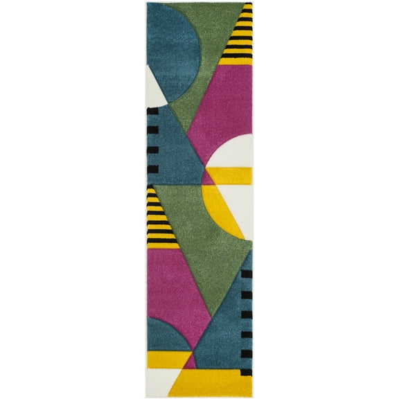 SAFAVIEH Hollywood Priscilla Abstract Runner Rug, Peacock Blue/Fuchsia, 2'3" x 12'