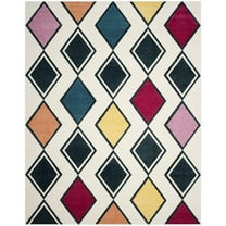 SAFAVIEH Hollywood Ronni Geometric Area Rug, Ivory/Peacock Blue, 8' x 10'