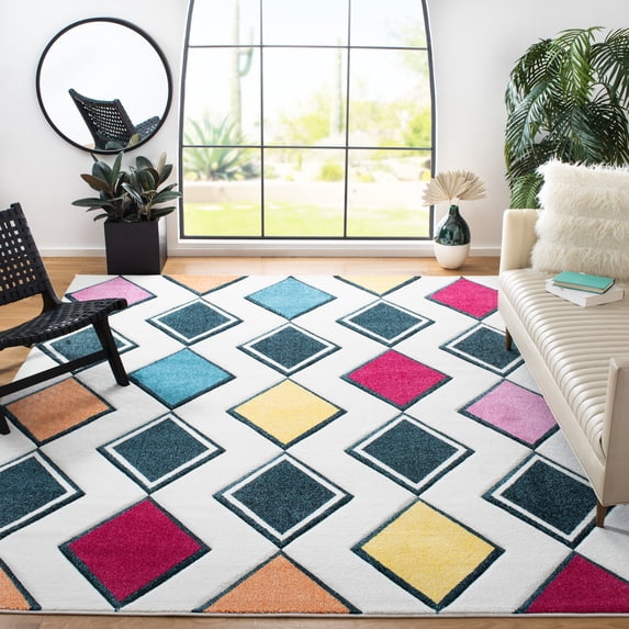 Safavieh Hollywood Ronni Geometric Area Rug, Ivory/Peacock Blue, 8' x 10'