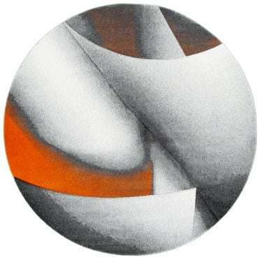 SAFAVIEH Hollywood Salome Abstract Area Rug, Grey/Orange, 6'7" x 6'7" Round