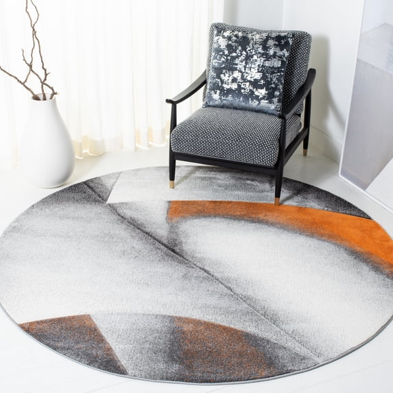 Safavieh Hollywood Salome Abstract Area Rug, Gray/Orange, 6'7" x 6'7" Round