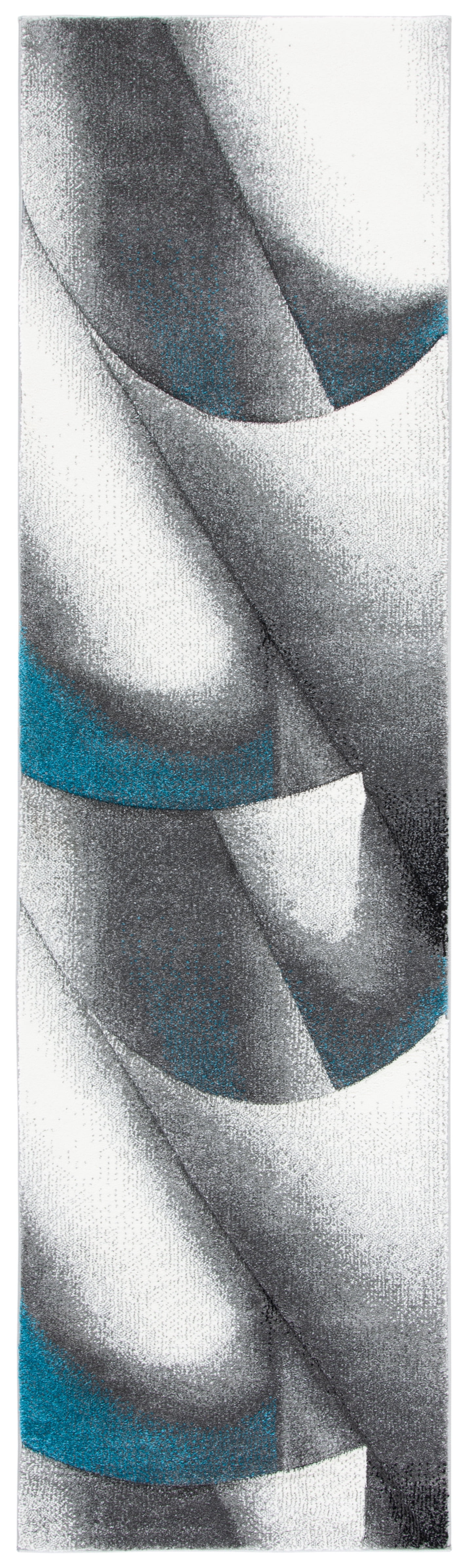Hollywood Grey and Blue Abstract Runner Rug