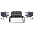thumbnail image 1 of SAFAVIEH Holyoke Outdoor Patio 4 Piece Conversation Set, Grey, 1 of 12