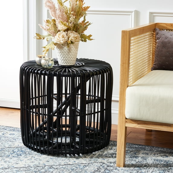 Safavieh Jabez Contemporary Rattan Rround End Table, Black