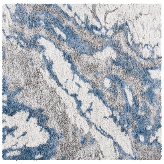 SAFAVIEH Horizon Konstantinos Abstract Shag Area Rug, Grey/Blue, 10' x 10' Square