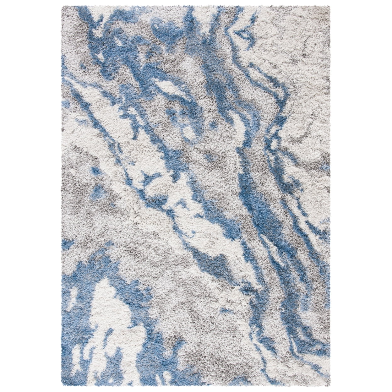 Horizon Gray and Blue Abstract Shag Area Rug