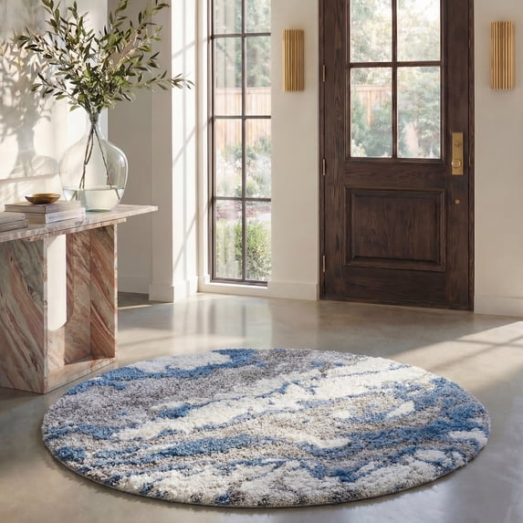 Safavieh Horizon Konstantinos Abstract Shag Area Rug, Gray/Blue, 6'7" x 6'7" Round