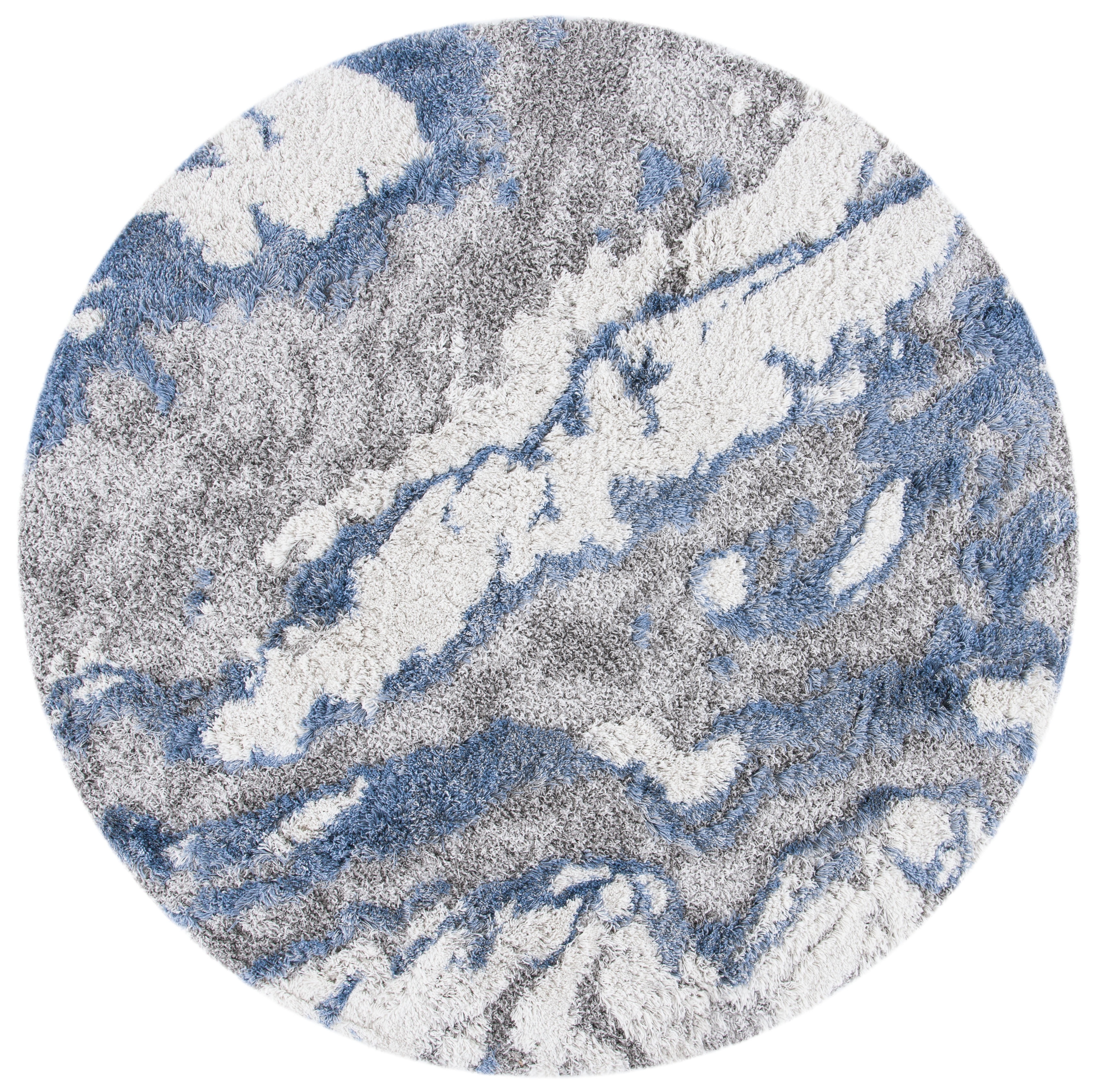 SAFAVIEH Horizon Konstantinos Abstract Shag Area Rug, Grey/Blue, 8' x 8' Round